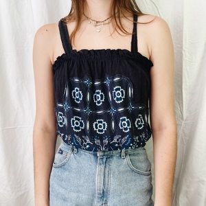 Navy patterned tank top